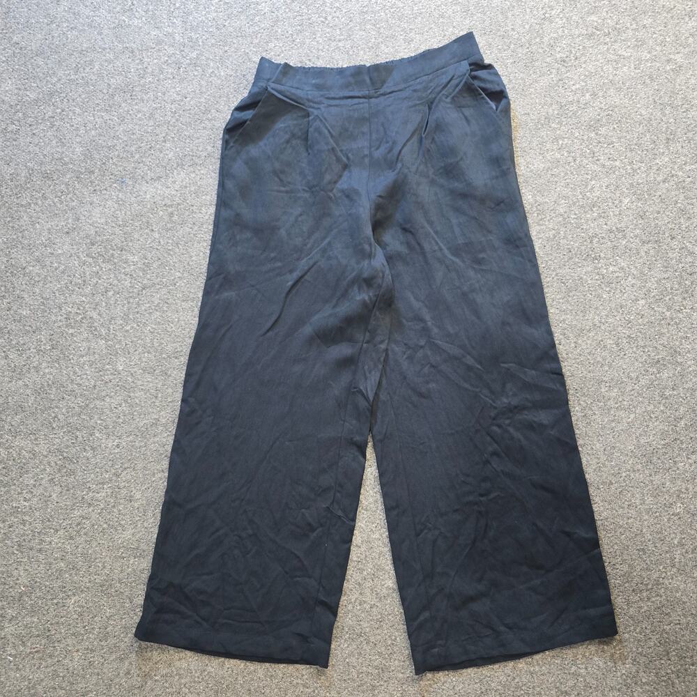 Melloday Pants Womens Large Blue Wide Leg Pull On Pockets Tencel Casual Beachy